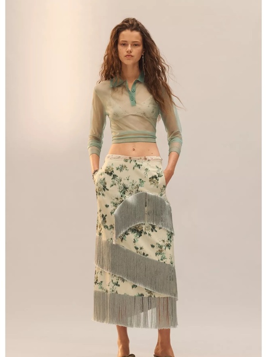 Zara Dresses & Skirts - NWT Zara limited edition floral fringe skirt